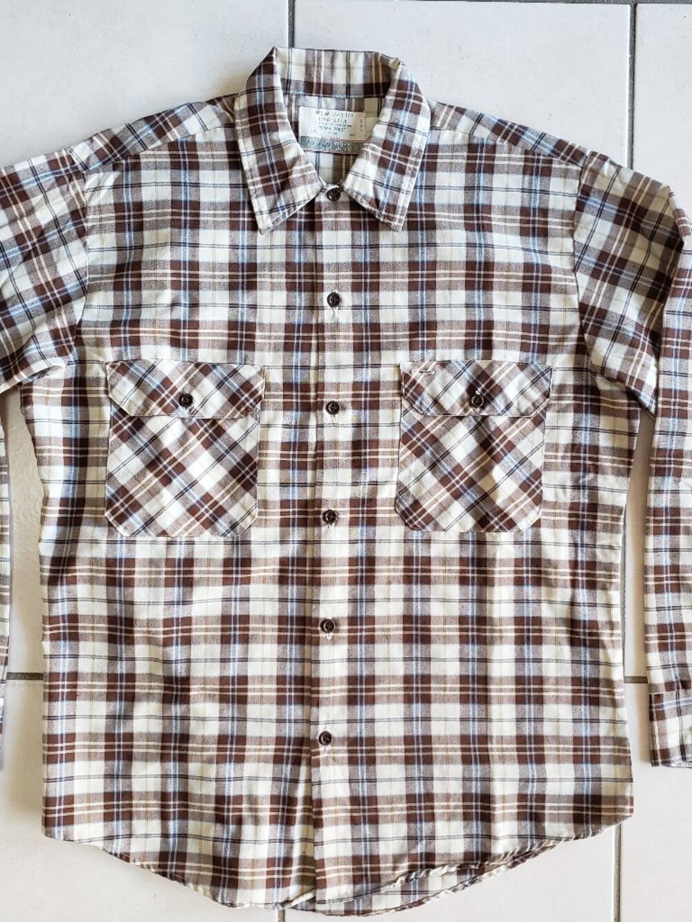 Vintage Sears Work Shirt 70's, Multicolor Plaid, Medium